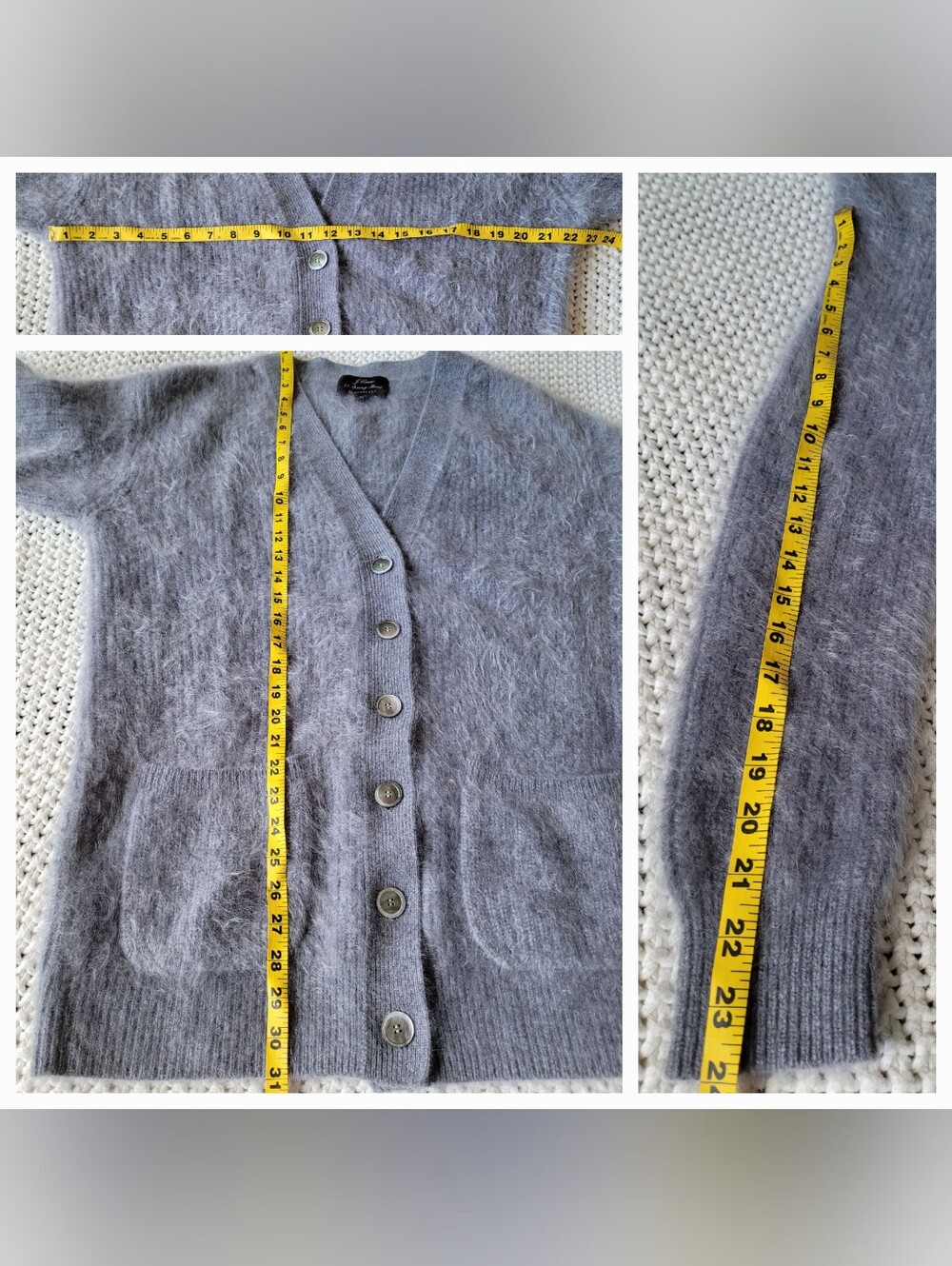 J. Crew 100% Brushed Cashmere Spring Street Oversized V-neck Cardigan, Gray - Picture 16 of 16